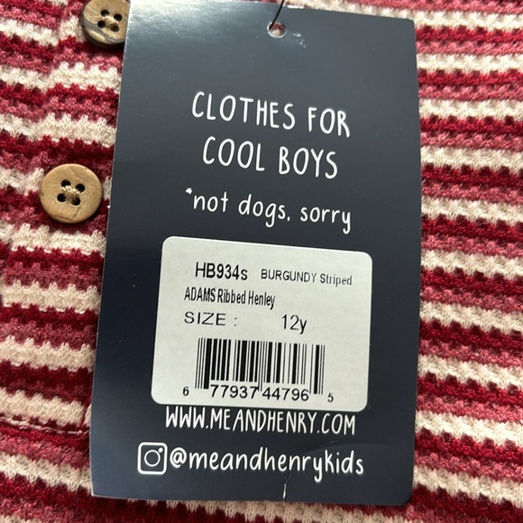 BNWT size 12 boys me&henry white and red striped Adams ribbed Henley - Picture 2 of 2